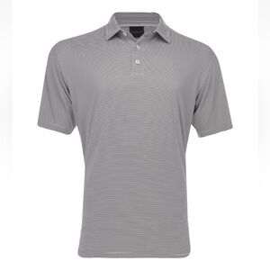Dunning‎ Golf | Men's Black/Grey Striped Short Sleeve Golf Polo Shirt Size L
